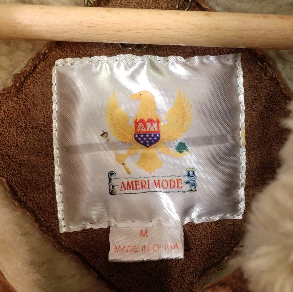 Leather Bomber Coat Ameri Mode - image 4